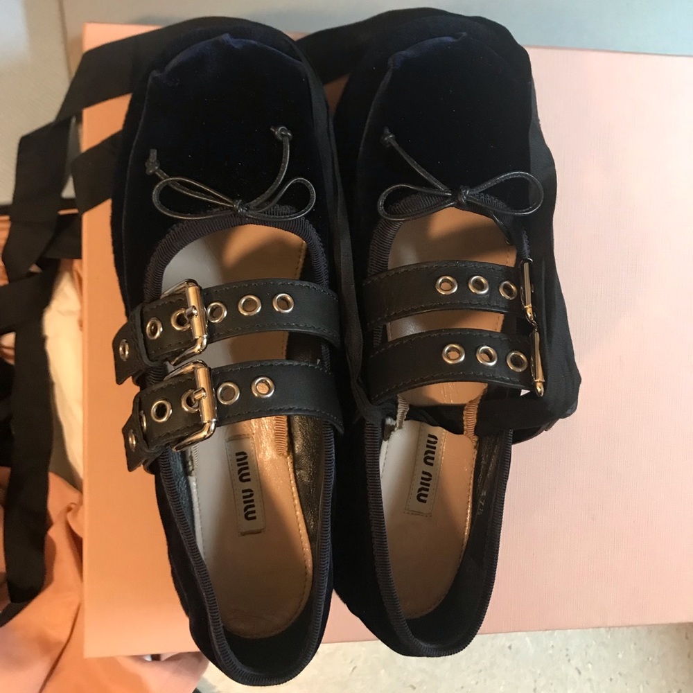 platform ballerinas from Miu Miu, size 7.5